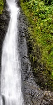 Whitelady waterfall in rain - Lydford Gorge, Dartmoor National Park, Devon, United Kingdom