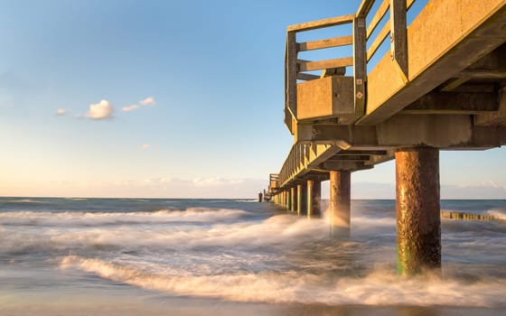 Charming view on the baltic sea and parts of the sea bridge of the seaside resort Kühlungsborn, Germany