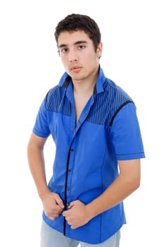 young casual man posing, isolated on white background