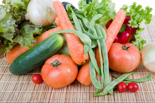 Fresh vegetables on wooden table