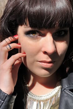 The gaze of a young confident woman. A determined look
