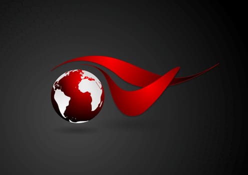 Abstract vector technical logo with dark globe