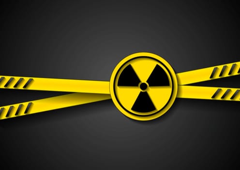 Danger vector tape abstract background with radiation symbol