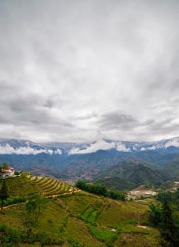 The  Rice field terraces. Sapa Vietnam. Cloudscape