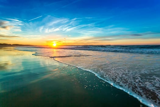Blue sky and ocean beach in Portugal