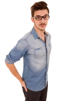 young happy casual man portrait, isolated on white