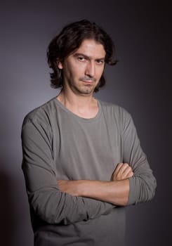 Studio portrait of a casual young man