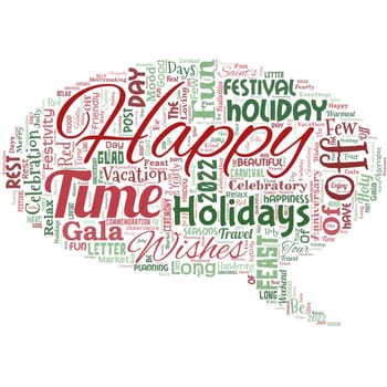 Big word cloud in the shape of dialog box with words Happy Holidays.