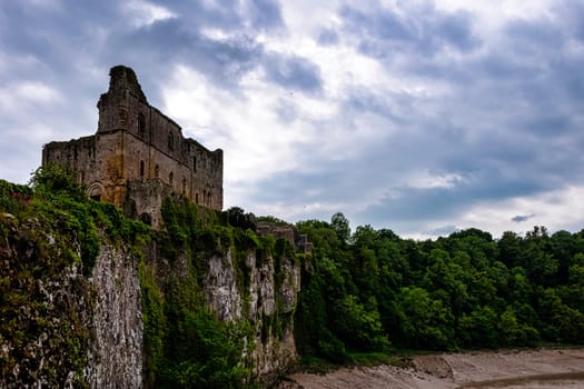 Remains of Chepstow Castle (Castell Cas-gwent) at Chepstow, Monmouthshire, Wales, United Kingdom