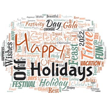 Big word cloud in the shape of dialog box with words Happy Holidays.
