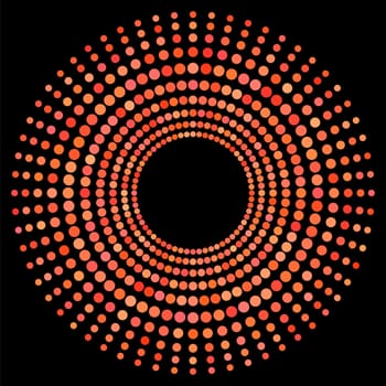 Red Dotted Circle Isolated on White Background. Halftone Icon.