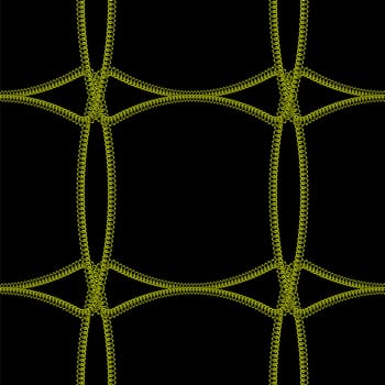 Gold seamless pattern with hand drawn chain. Perfect for wallpapers, web page backgrounds, surface textures, textile. Isolated on black background.