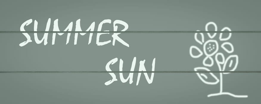 A background, sign with the writing Summer, Sun.