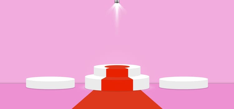 Pirouette color abstract with stage podium and lighting display platform, modern studio, wall scene fashion, stage podium scene with for Award Ceremony and colorful presentation simple art spotlight summer banner. 3D rendering.