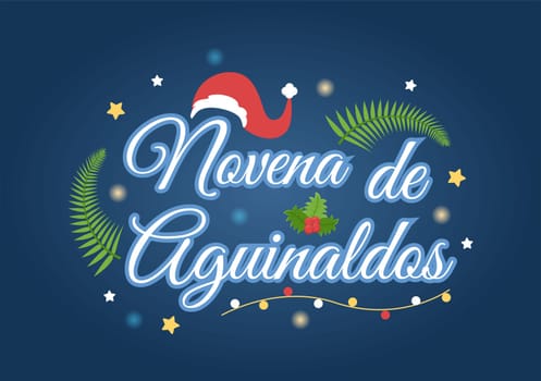 Novena De Aguinaldos Holiday Tradition in Colombia for Families to Get Together at Christmas in Flat Cartoon Hand Drawn Templates Illustration