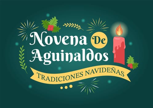 Novena De Aguinaldos Holiday Tradition in Colombia for Families to Get Together at Christmas in Flat Cartoon Hand Drawn Templates Illustration
