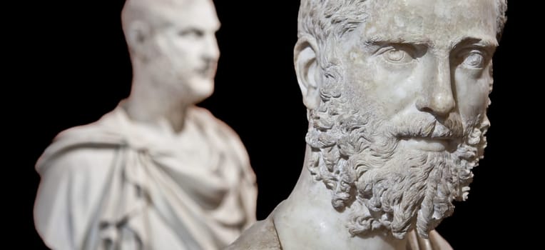 Close up of a male statue, modern copy of a Greek original. Good for museum concepts.