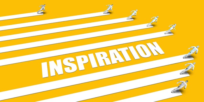 Inspiration Concept with Business People Running on Yellow