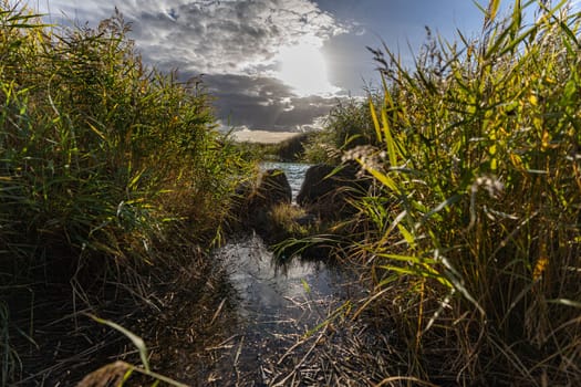 Recreation area island Usedom - untouched nature at the beautiful Achterwasser near Zempin in autumn