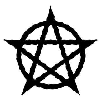 Pentagram sign five pointed star icon. Magical symbol of faith. Simple flat black illustration.