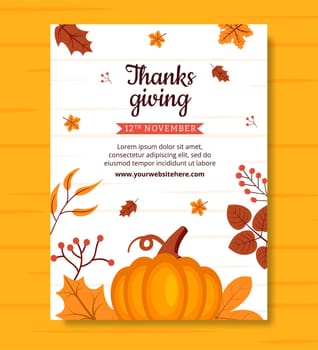 Happy Thanksgiving Celebration Poster Flat Cartoon Hand Drawn Templates Illustration