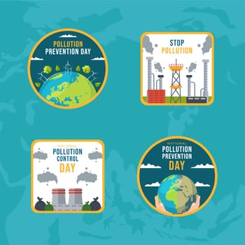 National Pollution Prevention Day Label Flat Cartoon Hand Drawn Templates Illustration