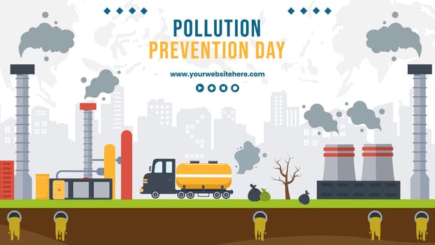 National Pollution Prevention Day Video Channel Flat Cartoon Hand Drawn Templates Illustration