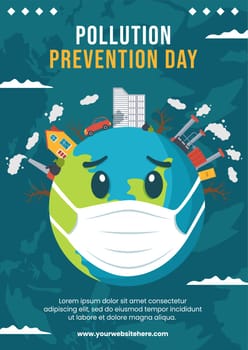 National Pollution Prevention Day Flyer Flat Cartoon Hand Drawn Templates Illustration