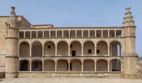 Convent of San Benito, Charles V arcade. Alcantara, Caceres, Extremadura, Spain