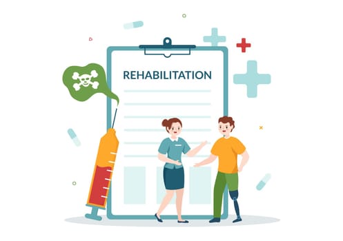 Rehabilitation Flat Cartoon Hand Drawn Templates Illustration with Doctor Helping Patient Orthopedic Physiotherapy, Physical Activity and Healthcare
