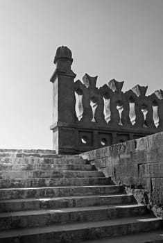 Stairs leading to the roof of the oldest mosque in Cairo, Egypt
