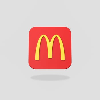 McDonalds Logo 3D Shape Isolated on Flat Gray Background with Shadow 3D Illustration