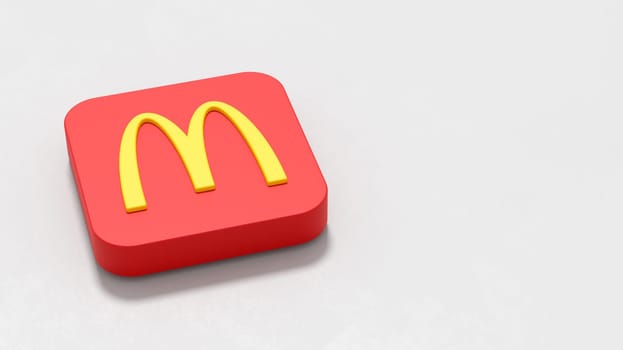 McDonalds Logo 3D Symbol Shape on Plastered Light Gray Background with Copy Space 3D Illustration