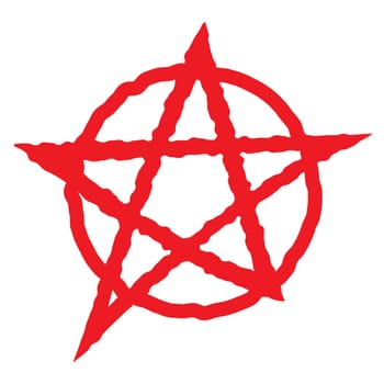 Pentagram sign five pointed star icon. Magical symbol of faith. Simple flat red illustration.
