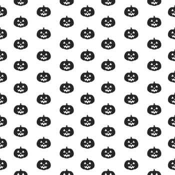 Halloween Seamless Pattern Design With Witch, Haunted House, Pumpkins or Bats in Template Hand Drawn Cartoon Flat Illustration