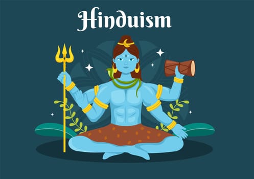 Hinduism of Various Indian God Flat background Cartoon Hand Drawn Templates Illustration