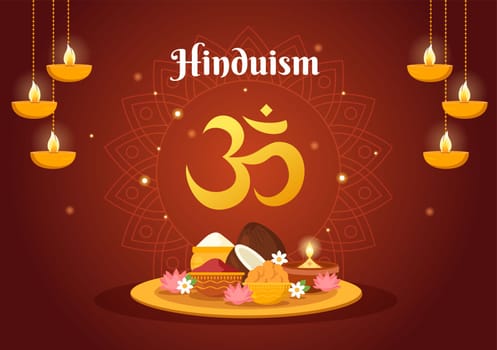 Symbol of Hinduism Flat background Cartoon Hand Drawn Templates Illustration