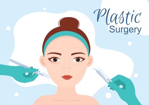 Plastic Surgery Flat Cartoon Hand Drawn Templates Illustration of Medical Surgical Operation on the Body or Face as Expected using Advanced Equipment