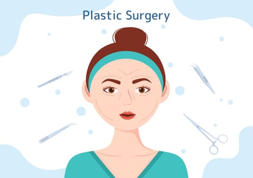 Plastic Surgery Flat Cartoon Hand Drawn Templates Illustration of Medical Surgical Operation on the Body or Face as Expected using Advanced Equipment