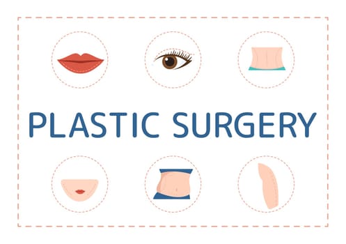 Plastic Surgery Flat Cartoon Hand Drawn Templates Illustration of Medical Surgical Operation on the Body or Face as Expected using Advanced Equipment