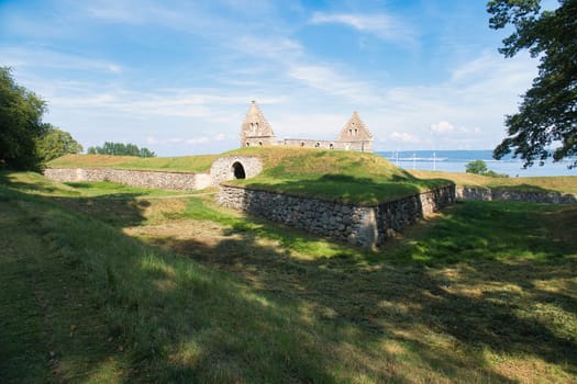 Visingsborg Castle in Sweden on the island of Visingsö in Lake Vätterm. Ruin from the Middle Ages from the Swedish king. Landscape photo