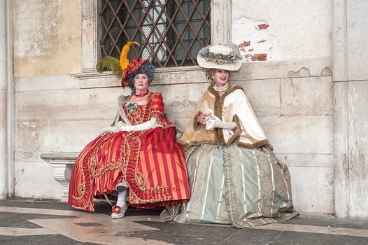 VENICE, ITALY - Febrary 21 2019: The masks of the Venice carnival 2019.