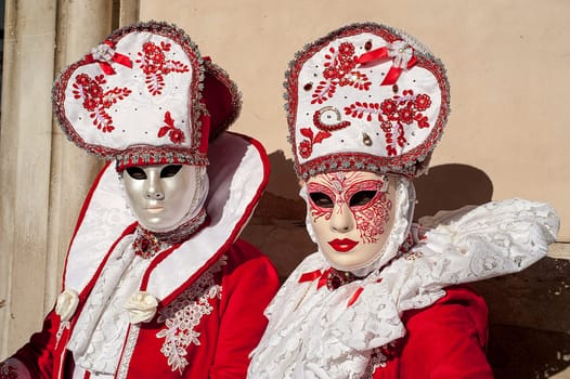 VENICE, ITALY - Febrary 6 2018: The masks of the Venice carnival 2018.