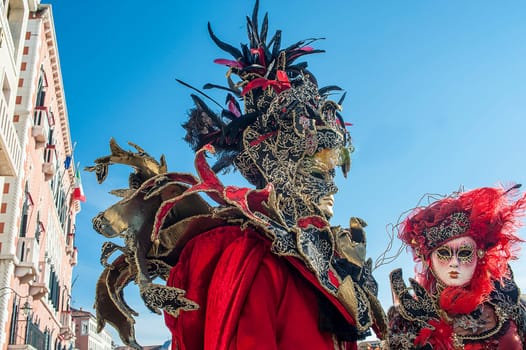 VENICE, ITALY - Febrary 6 2018: The masks of the Venice carnival 2018.