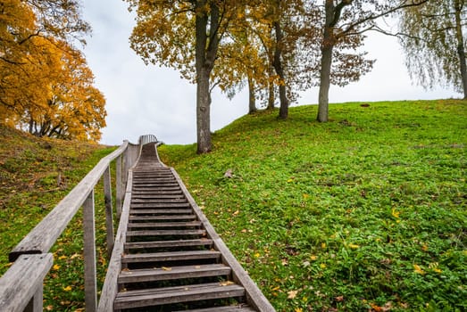 Vizh from below to the stairs leading up to the hill near Dubingiai, Lithuania.