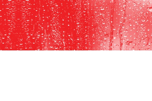 3D Flag of Indonesia on a glass with water drop background.