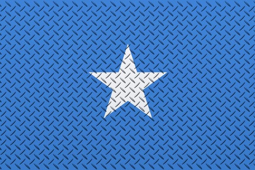 3D Flag of Somalia on a metal wall background.