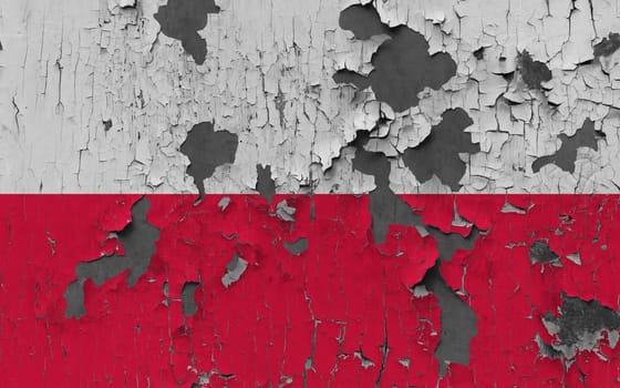 3D Flag of Poland on an old stone wall background.