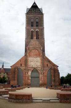 Wismar - View to Broken Church Tower Of Sankt Marien Church, Mecklenburg-Vorpommern, Germany, Wismar