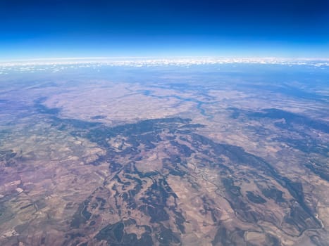 View of the Spanish mainland from an airplane.